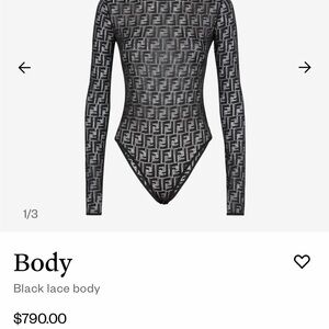 Fendi Black Monogram Lace Bodysuit
